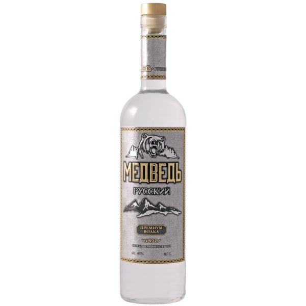 Vodka ruský medvěd (Original bottle+metallized label)